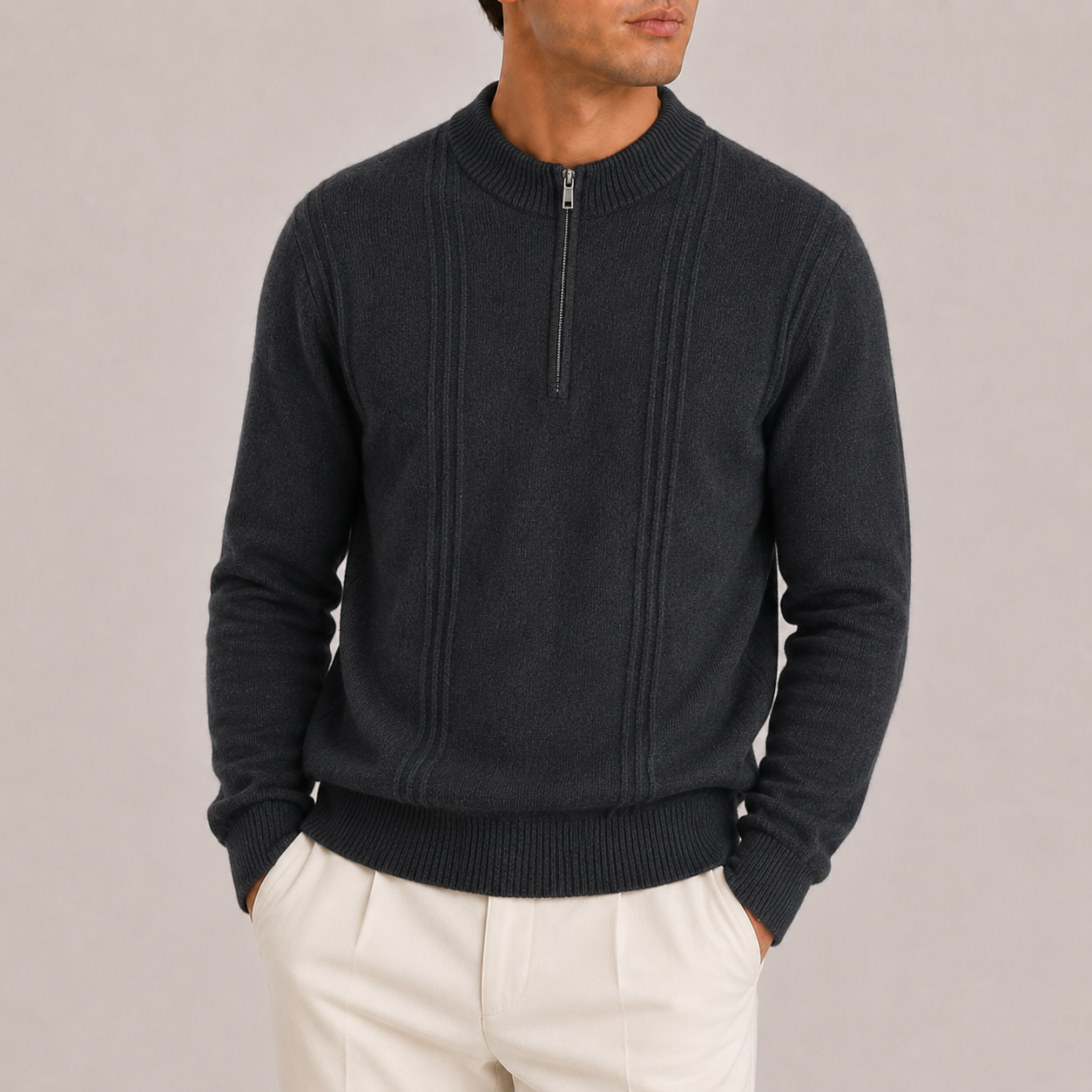 Cedar Ribbed Half-Zip Sweater