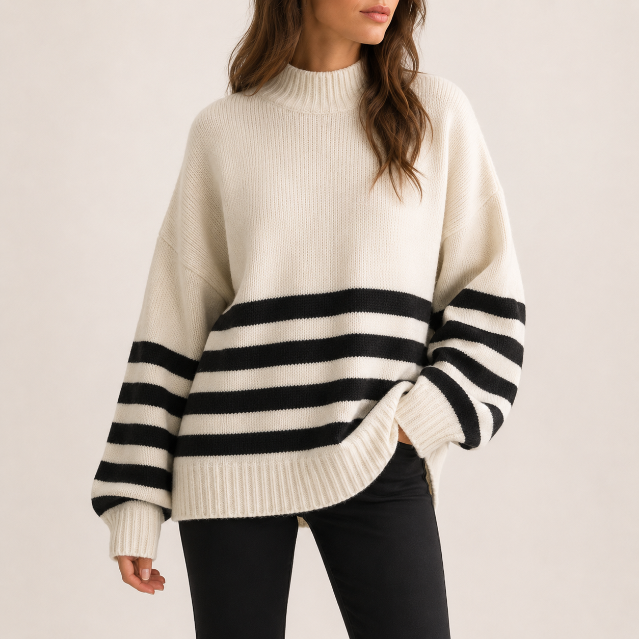 Ash Cream Stripe Sweater