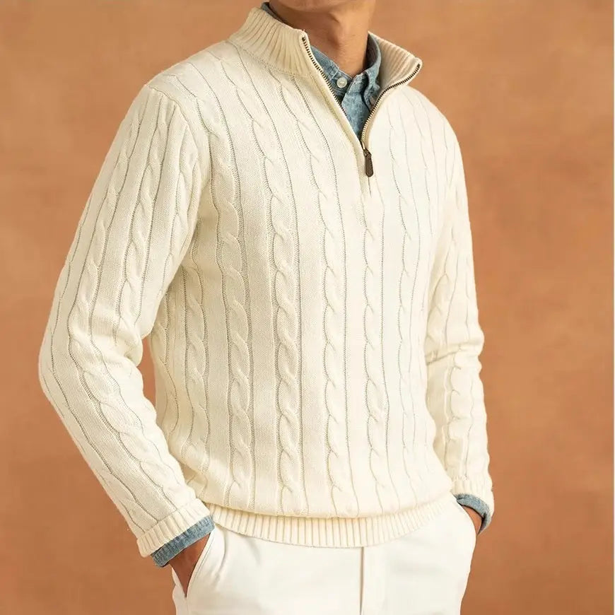 Aspen Cable-Knit Quarter-Zip Sweater — photo 5
