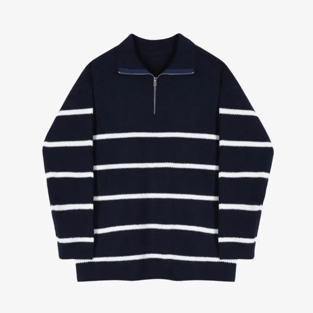 Reed Striped Half-Zip Sweater
